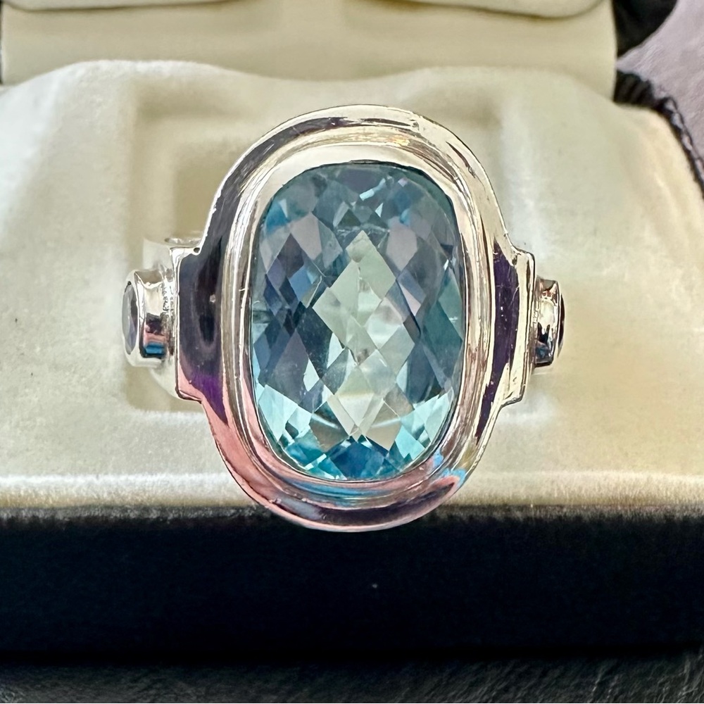 Elegant Sterling Silver Blue Gemstone Ring